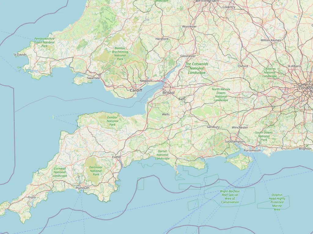 Regional map showing South Wales, Bristol, Bath and the Severn area